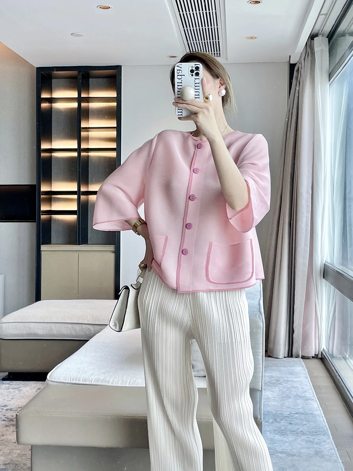 

Женское Плиссированное пальто, модный топ с карманами, осень 2023