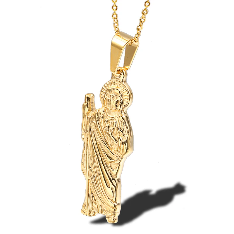 

St Jude Thaddeus Pendant Necklace Gold Stainless Steel Saint Jude Thaddeus Jesus Religious Jewelry For Men Necklaces