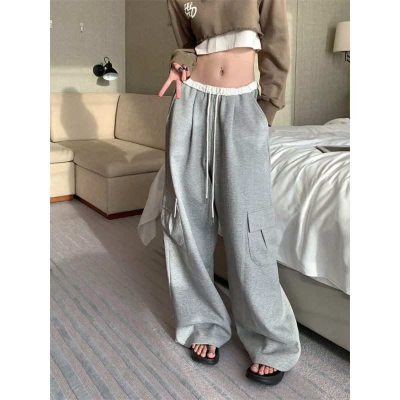 

Deeptown Y2k Harajuku Sweatpants Gray Low Waist Streetwear Joggers Hippie Wide Leg Pants Baggy Kpop Sports Korean Fashion Casual