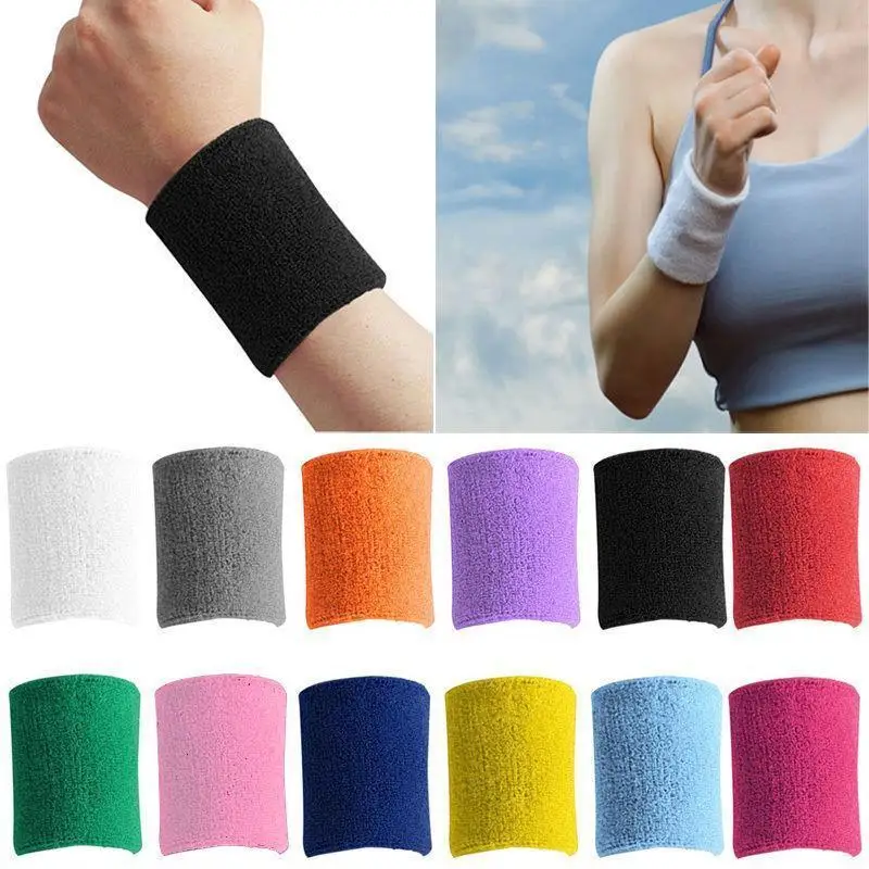 

Cotton Sweatband Moisture Wicking Athletic Terry Cloth Wristband for Tennis Basketball Running Gym Working Out Drop shipping