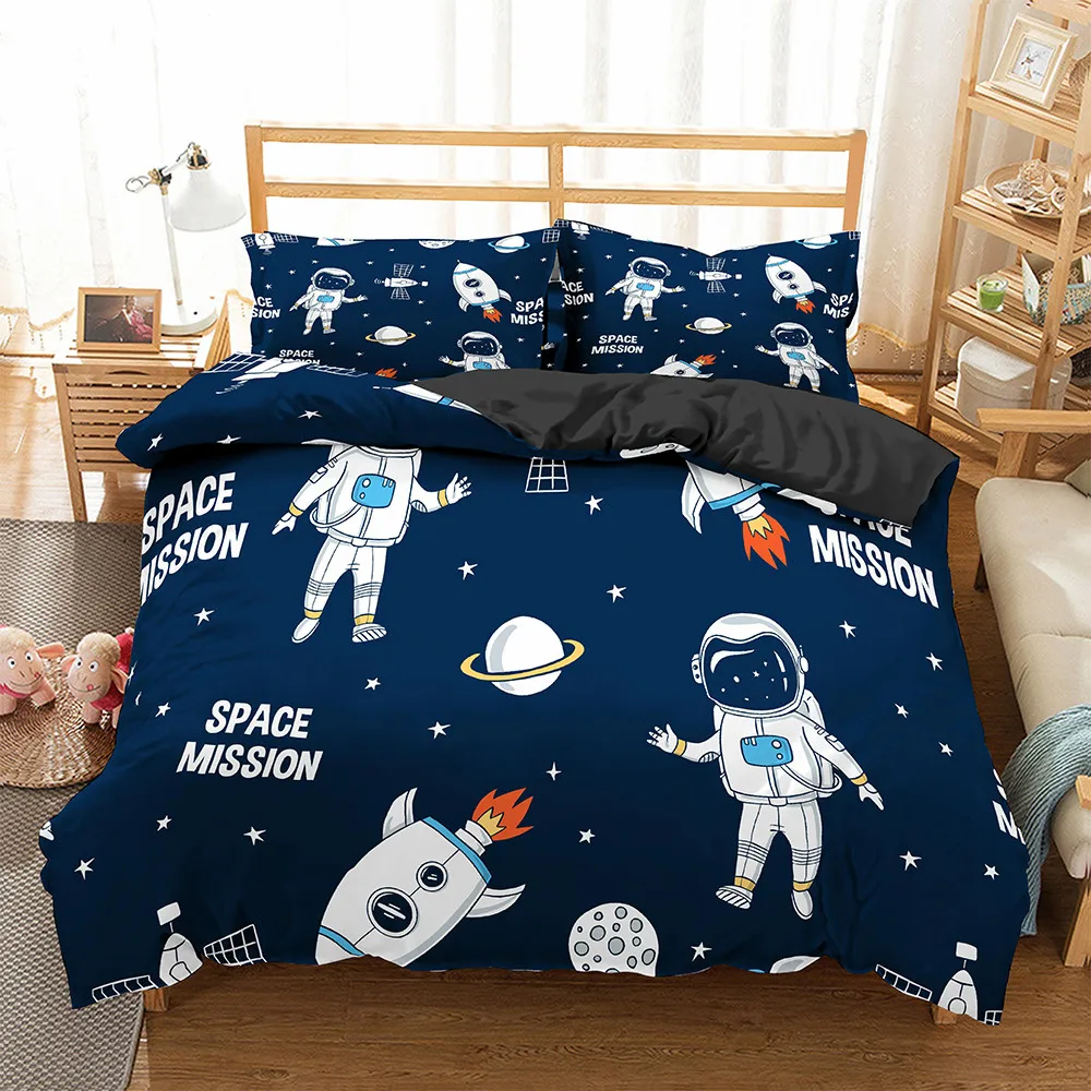 

Комплект постельного белья с мультяшным изображением астронавта, пододеяльник для мальчиков, пододеяльник с голубым небом, Двойная подушка одинарного и двух размеров