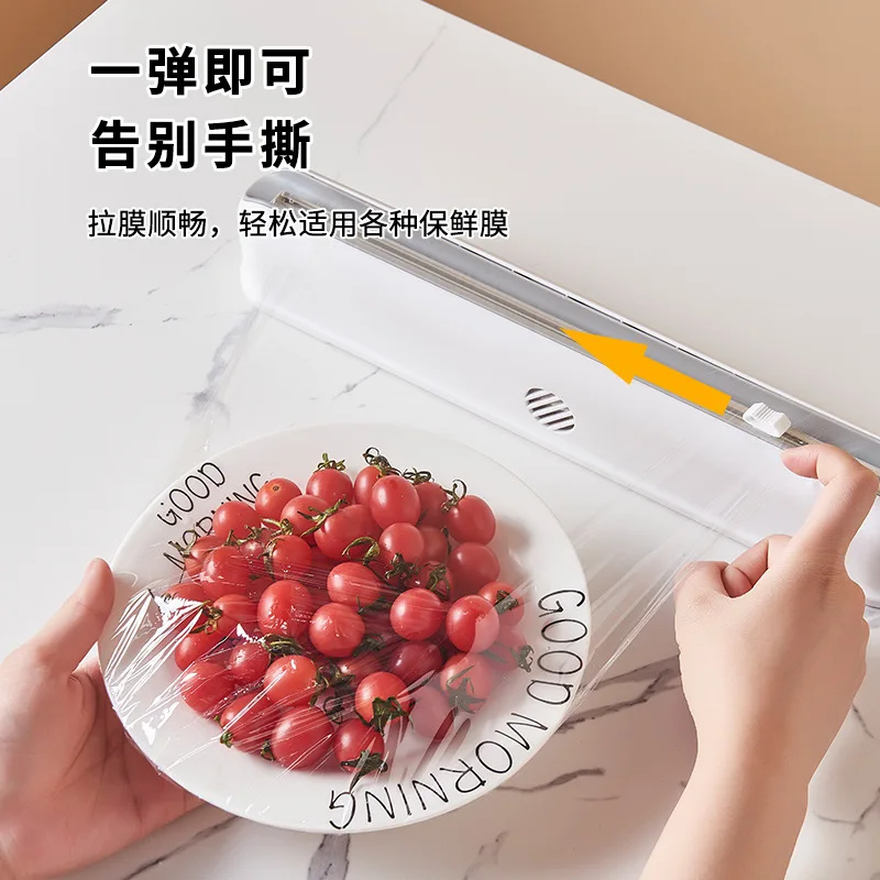 

Plastic Wrap Cutter Suction Cup Wall Mount Cutting Box Kitchen Divider Adjustable Household Goods Tools