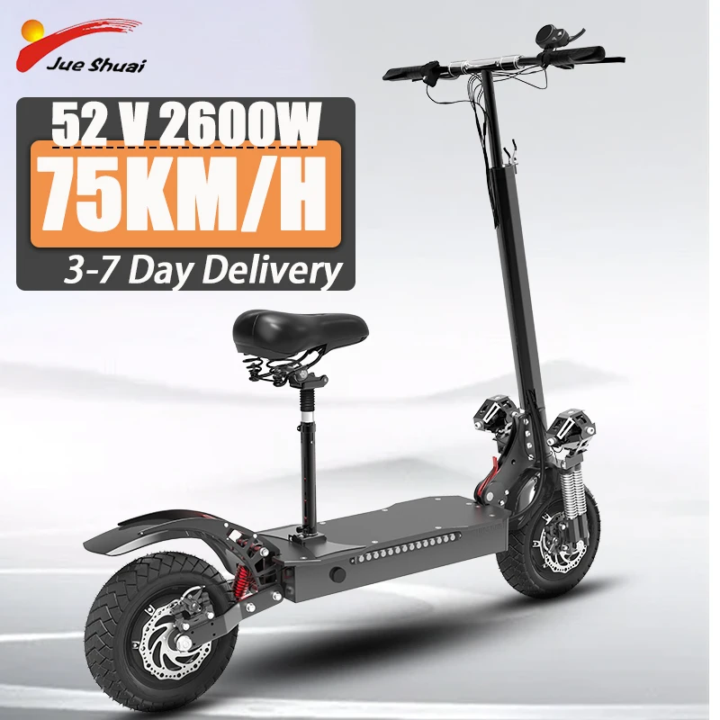

Electric Kick Scooter for Adults 2600W Motor 10''Vacuum Off-Road Tire Electric Scooter with Adjustable Seat EU USA WAREHOUSE