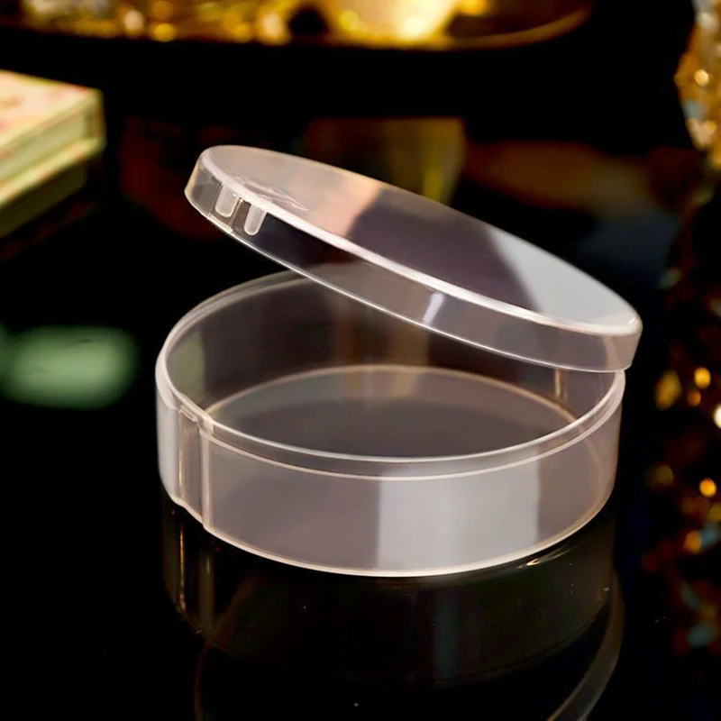 

Clear Round Box Plastic Case for Organizer DIY Nail Art Jewelry Accessory Puff Box Case Travel Portable Container Storage