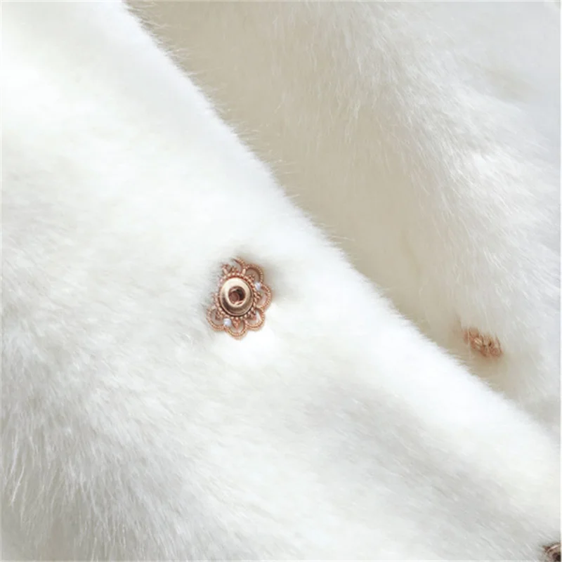 Women Mink Faux Fur Coat Solid Female Turn Down Collar Winter Warm Fake Fur Lady Coat Casual Jacket images - 6