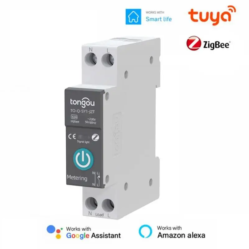 

TUYA ZigBee Smart Circuit Breaker With Metering 1P 63A Rail DIN For Smart Home Wireless Remote Control Switch For Tuya Smart App