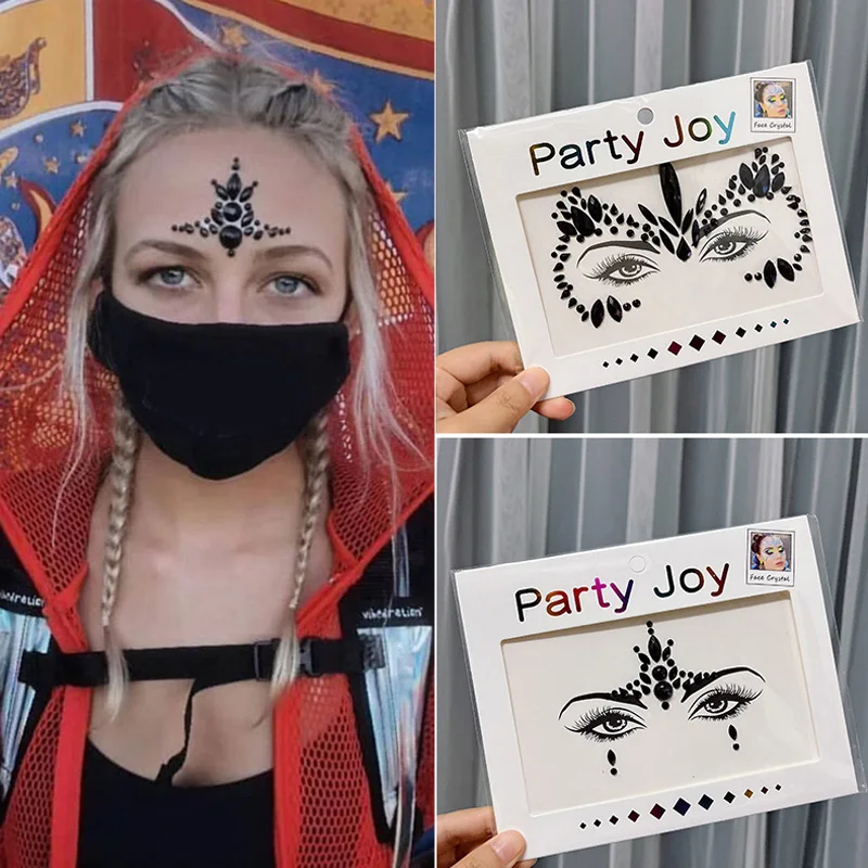 

Стразы 3D, алмазные наклейки на лицо, водостойкая одноразовая татуировка, украшения для Хэллоуина, самоклеящаяся наклейка для бровей, искусс...