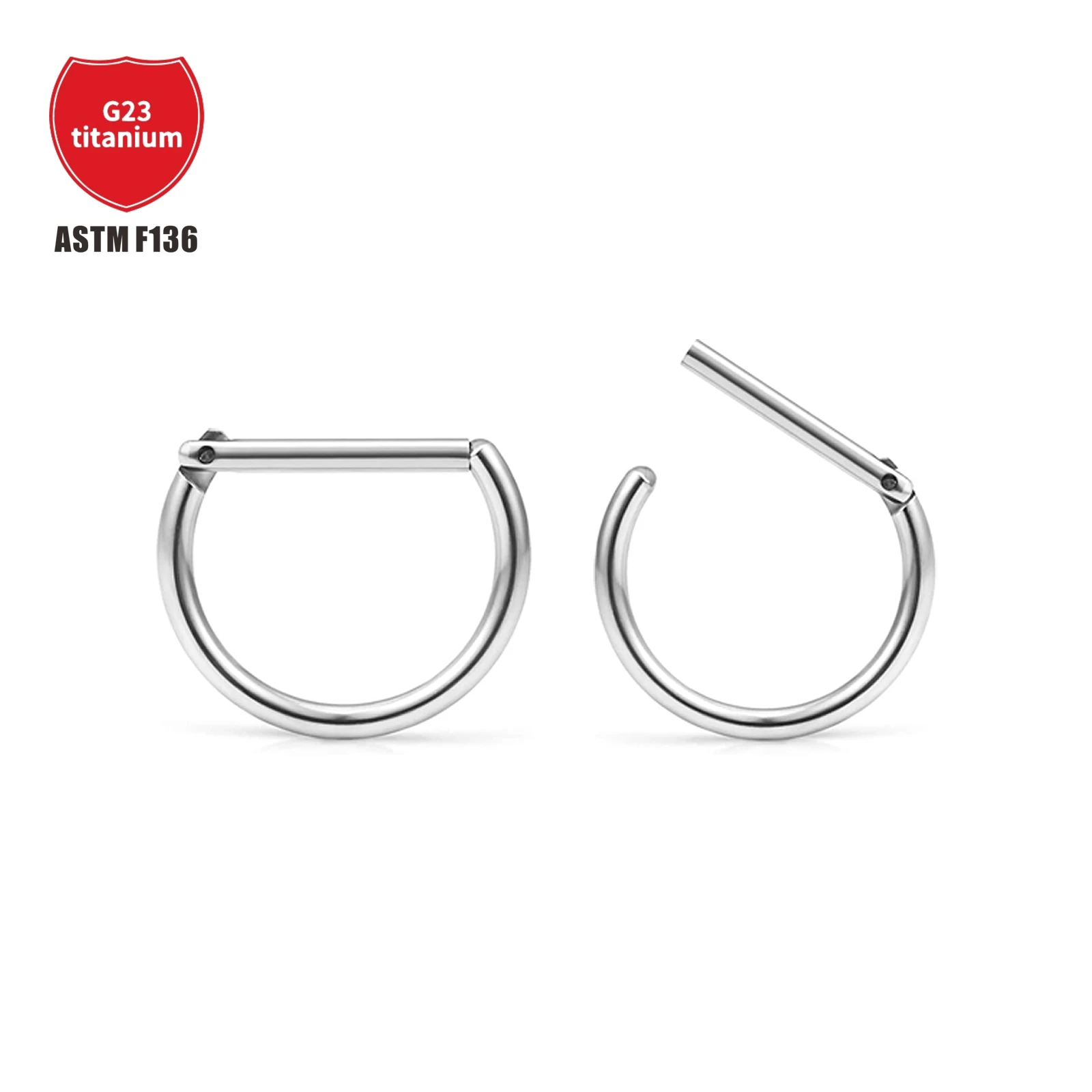 

1 Pcs F136 Titanium 16g D Shape Closed Ring Buckle Earrings Nose Jewelry Medical Hypoallergenic Daily Wear Body Piercing Jewelry