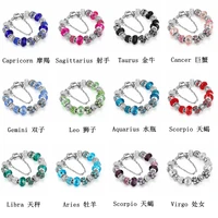 12 constellations bracelet crystal glass alloy big hole bead bracelet women fashion elegant concise jewelry