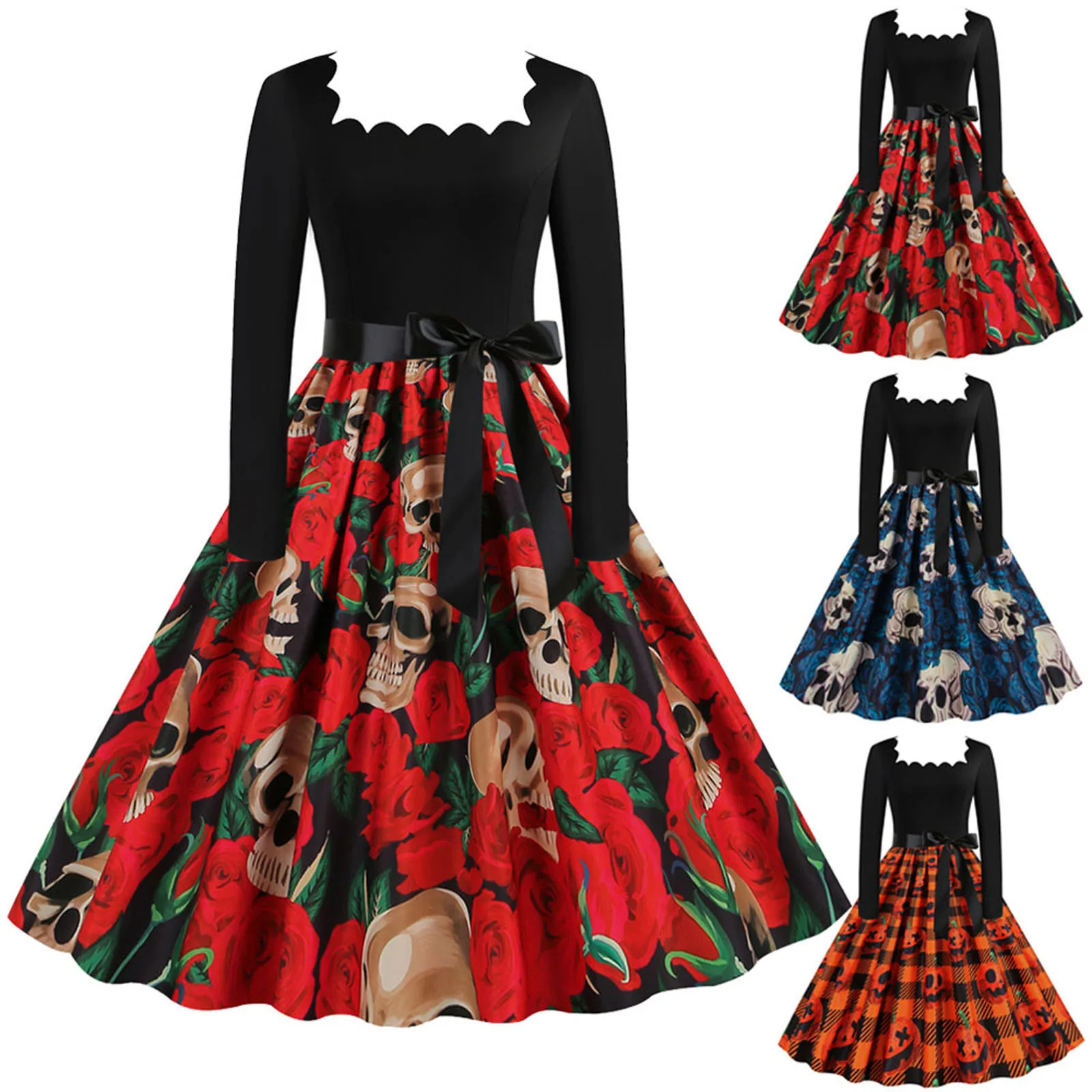 

Women's Vintage Long Sleeved Women Holiday Party Dress Spring Dress for Women Sweater Dress for Women