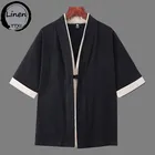 Льняное кимоно в китайском стиле для мужчин, традиционный кардиган, повседневное японское женское кимоно из конопли