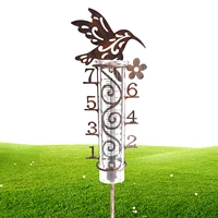 hummingbird rain gauge for garden outdoor metal frame stake rainfall gauge metal bird garden decor for yard lawn patio