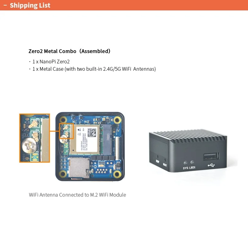 OpenPi Nano Zero2 Mini Combo2+32G LPDDR4 RAM RK3528A 4xARM Cortex-a53 До 2 0 ГГц поддержка расширения eMMC/WiFi Gigabit