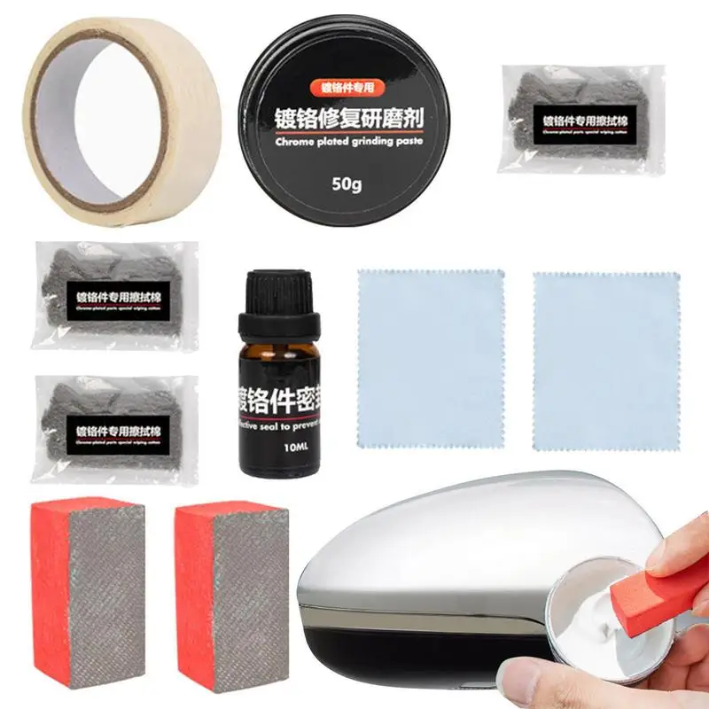 

Car Chrome Trim Cleaner Chrome Door Trim Cleaner Kit Auto Chrome Restorer Spray Rust Removal Cleaner Set For RV Truck SUV