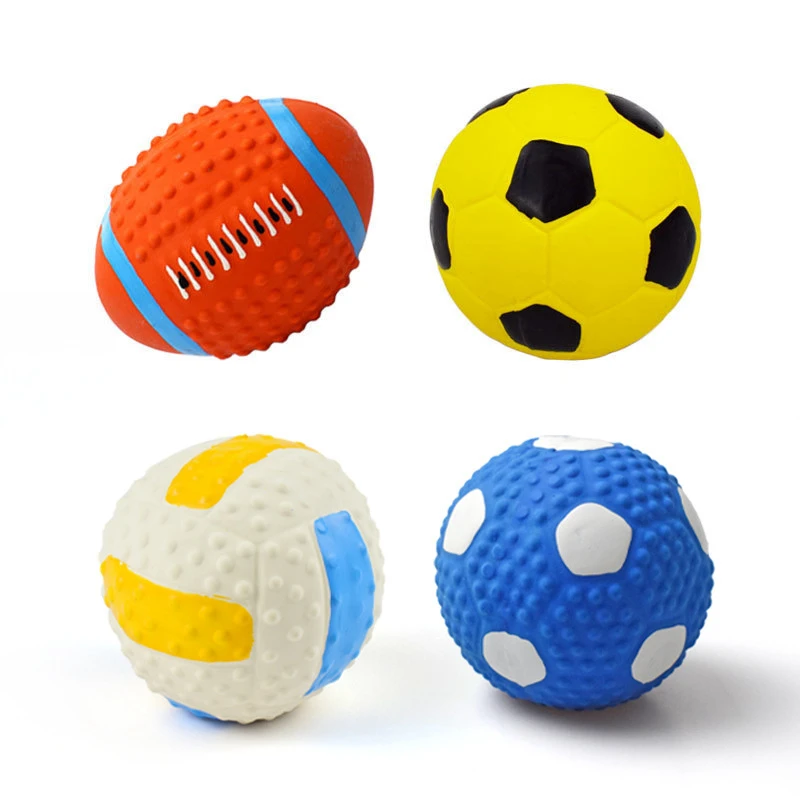 

High Elastic Cotton Latex Pet Dog Toy Ball Squeak Toys Cleaning Tooth Chew Voice Toy Pet Non-toxic Durable Training Balls