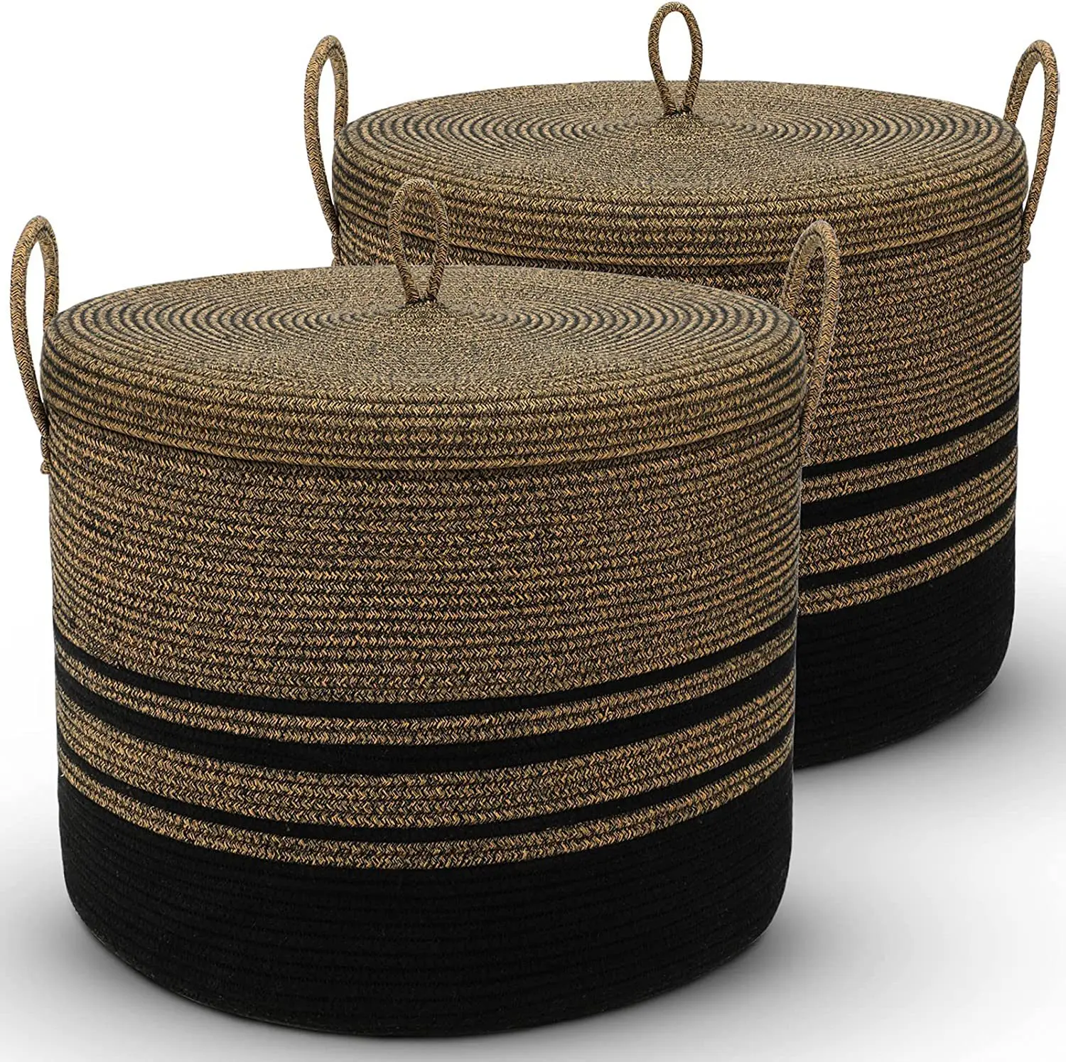 

Large Wicker Storage Basket, Decorative Woven Cotton Rope Baskets for Storage, Kids Dog Toy Storage Organizer Box