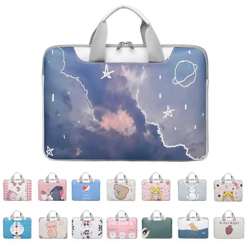 

Cute Cartoon Print Women Girl High Quality Laptop Bag PU Waterproof Crossbody Bag