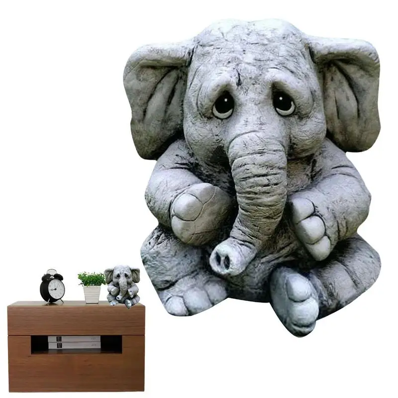 Elephant Statue Animal Resin Figurines Art Cute Outdoor Garden Ornament Sculpture Home Decor Garden Outdoor Decoration