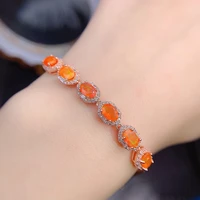 mexican fire opal bracelet 925 sterling silver orange fire rare natural opal womens bracelet for gift