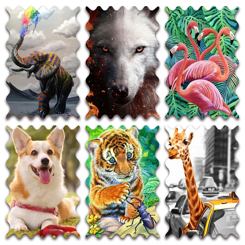 

New Full Diamond painting mosaic embroidery Cross stitch Animals Elephant Wolf Flamingo Dog Tiger Giraffe Bird Home decor E306