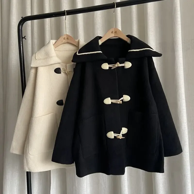 Винтажная шерстяная куртка с лацканами в стиле преппи для женщин утепленное