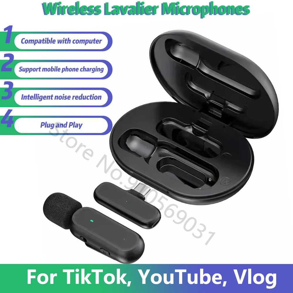 

Микрофон-петлик, беспроводной, для iphone, android, с отсеком для зарядки, для шумоподавления