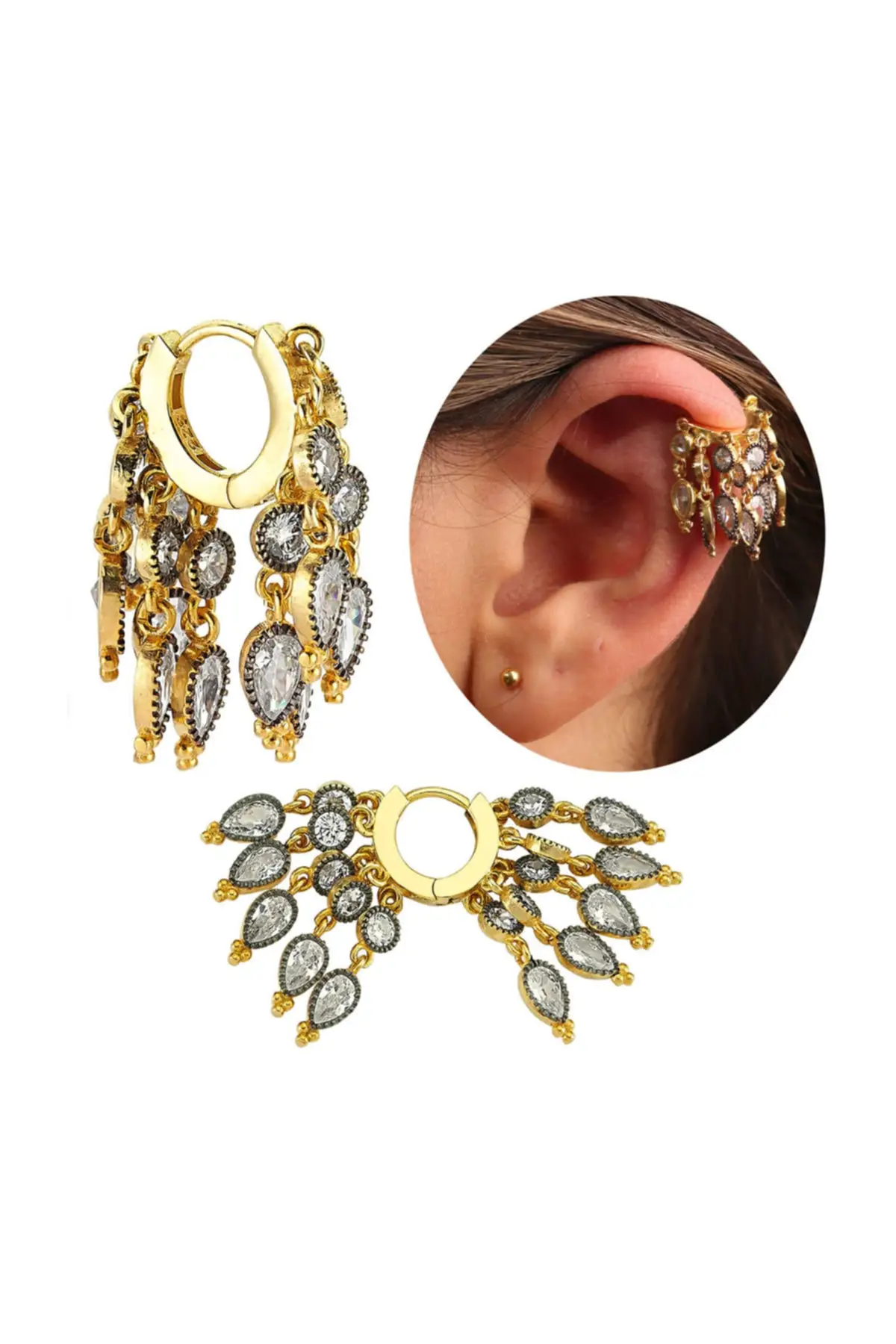 

Серьги 925 пробы Серебряного и золотого цвета с завитками