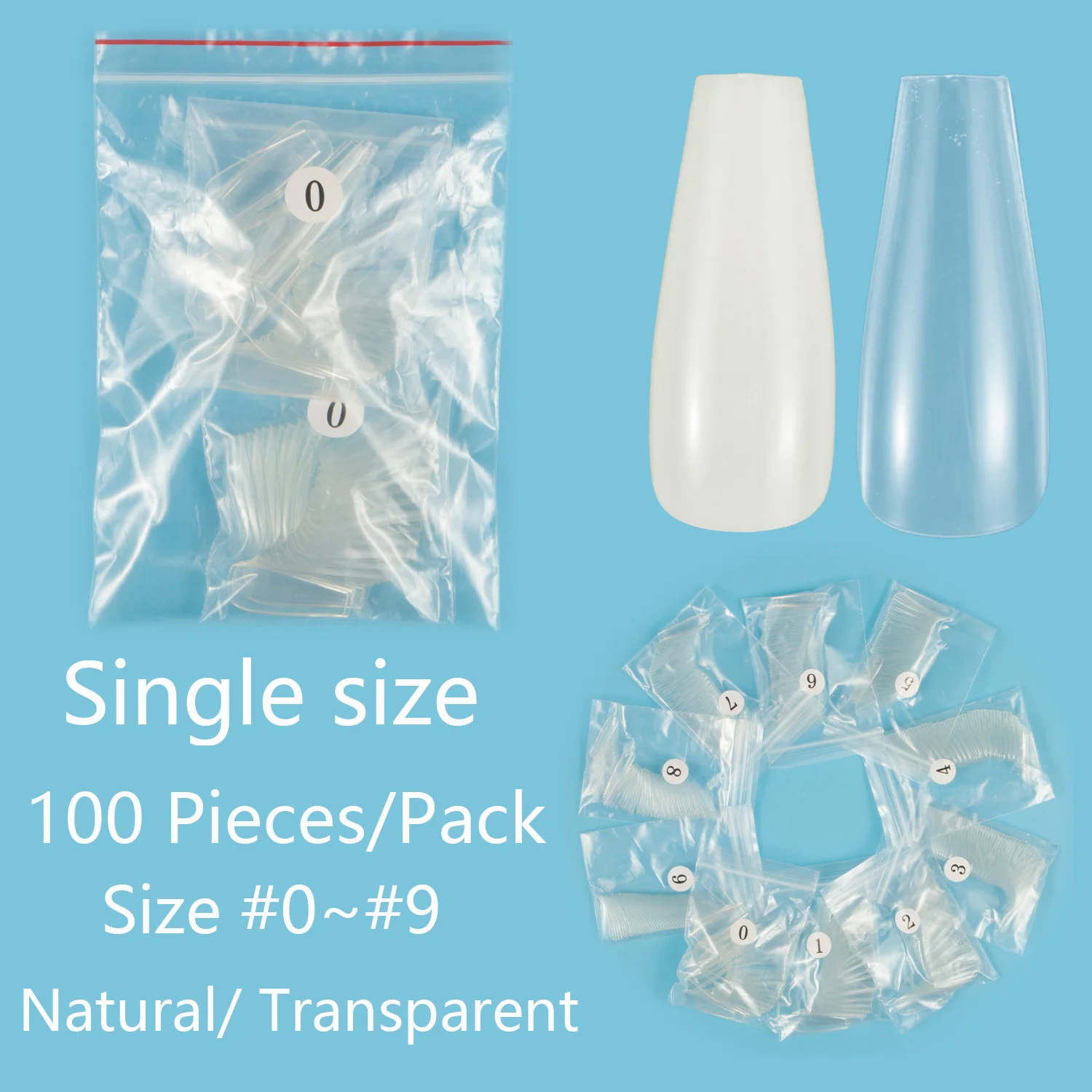 

Накладные ногти 100 шт. одного размера Длинные накладные ногти балерины полное покрытие накладные ногти определенного размера 4 5 6 7 8 9 наклад...