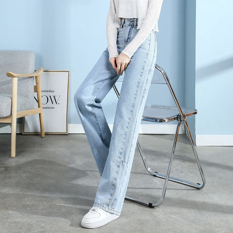 

Женские джинсы с широкими штанинами, прямые свободные брюки с высокой талией и шваброй, новинка весны 2022