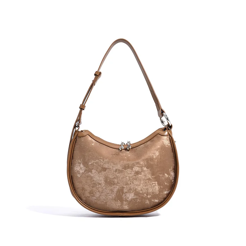 Brand Design Women's Crescent Shoulder Bag Mom Gift Luxury Leather Crossbody 2025 New Underarm Handbag