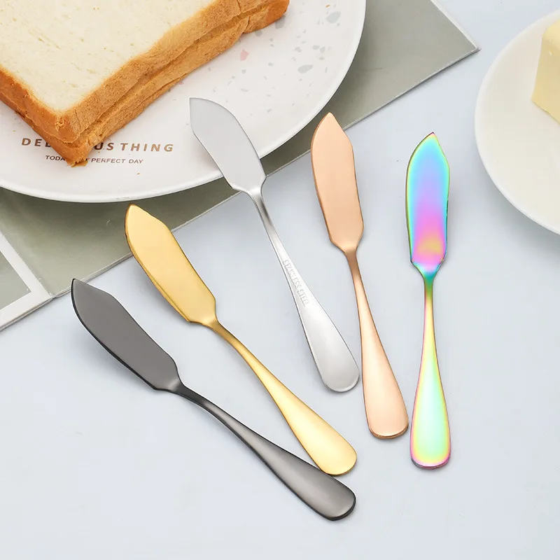 

Butter Knife Round/Pointed Cheese Dessert Jam Knife Cream Knifes 410 Stainless Steel Breakfast Toast Bread Kichen Tools