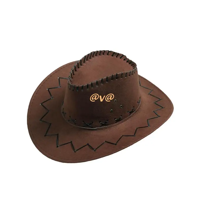 

Wide Brim Western Cowboy Hat w/Windproof Rope Jazz Hat for Boyfriend Girlfriend