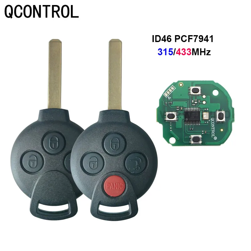 QCONTROL 433 МГц полный дистанционный ключ для Mercedes-Benz Smart Fortwo 451 2007 2008 2009 2010 2011 2012 2013 чип