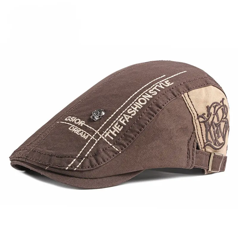 

Весенние хлопковые кепки газетчика с Вышивкой Букв, кепка с плоским верхом, мужские и женские аксессуары, головные уборы 119