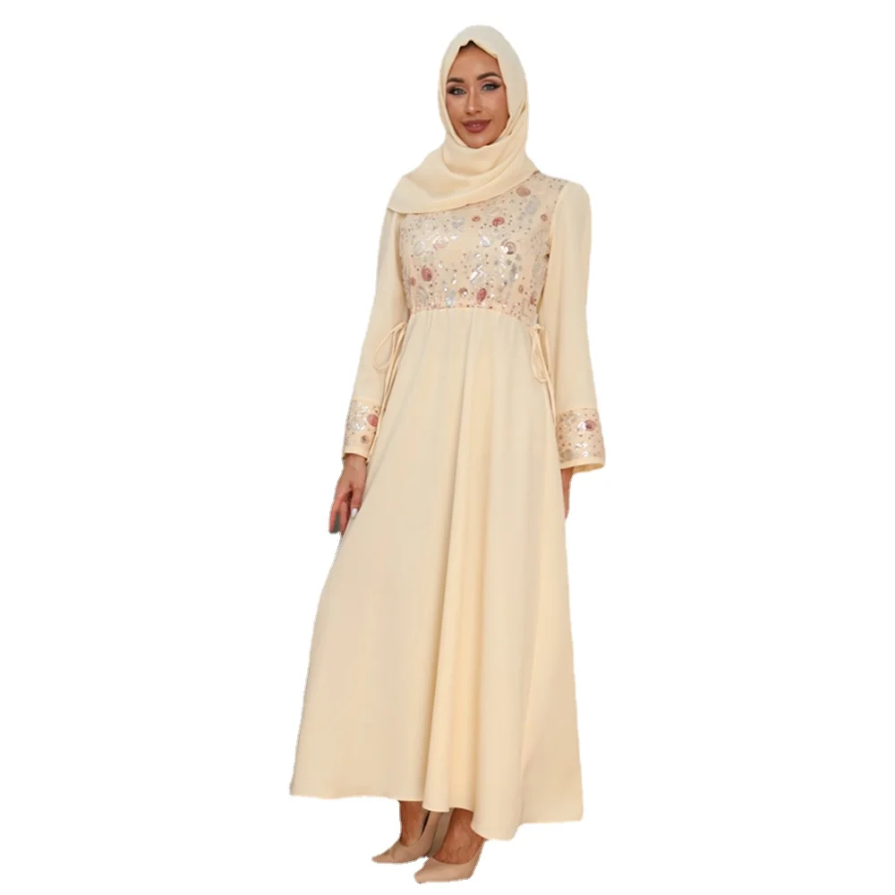 New Arab Middle East Muslim Abaya Sequined Ladies Elegant Hijab Dress Muslim Fashion Vestidos Arabes Dubai Y Turcos Robe