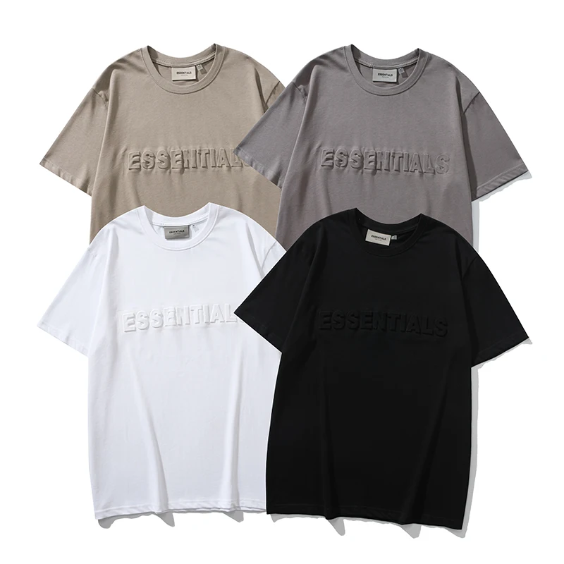 

ESSENTIALS 2023 Fashion Silicone Letter pure cotton t shirt Oversized Summer High Streetwear Tee Tops t shirt For unisex