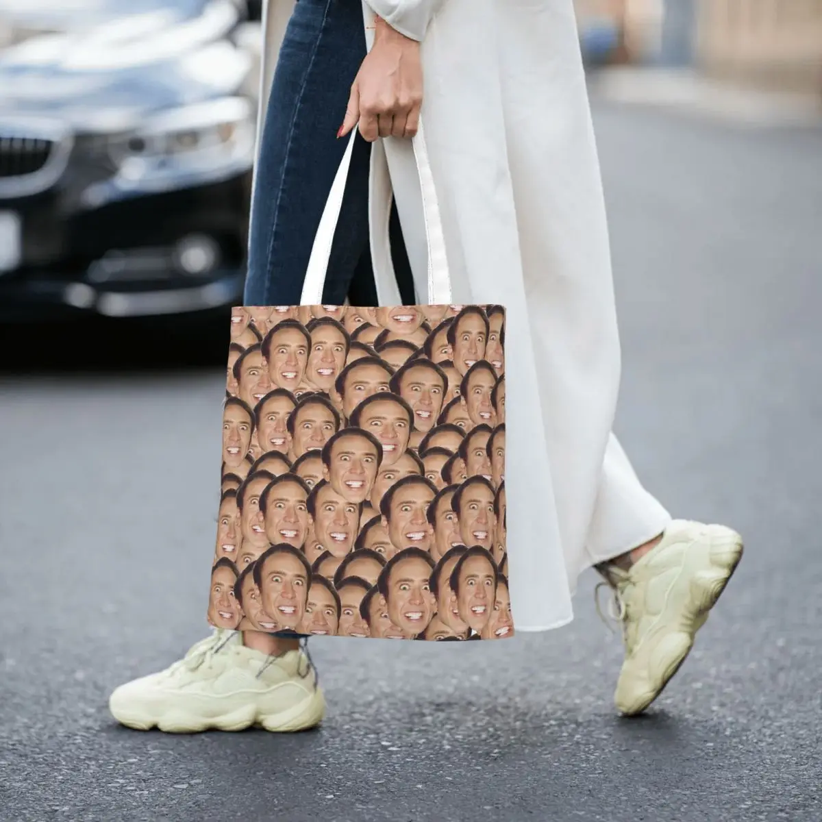 Nicolas Cage Meme Women Canvas Handbag Large Capacity Shopper Bag Tote Bag withSmall Shoulder Bag