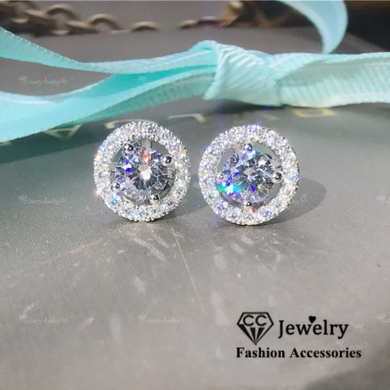 

CC Stud Earrings For Women 925 Silver Needle Cubic Zircon Wedding Romantic Fine Jewelry Engagement Brincos Drop Shipping CCE032