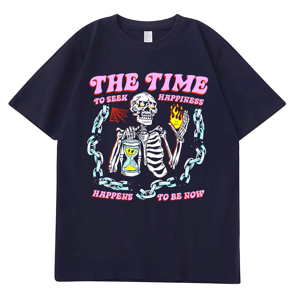 

Футболка мужская оверсайз с коротким рукавом, Модный Воздухопроницаемый топ свободного покроя из хлопка, с черепом, паутиной цепью, Y2K