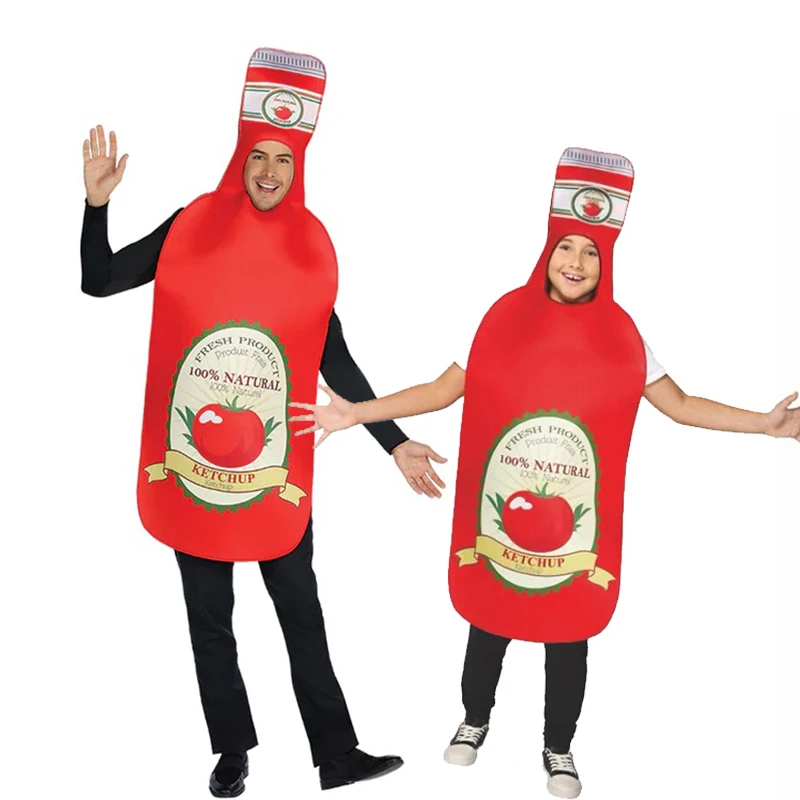 

Boys Girls Unisex Family Adult Funny Food Halloween Cosplay Dress Up Cosplay Child Ketchup Costume