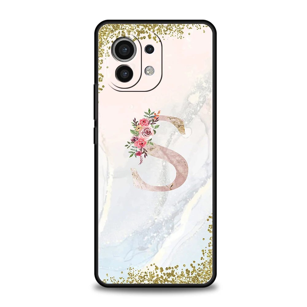 Flowers Letter Phone Case For Xiaomi Mi X3 X4 NFC F3 M3 M4 GT Note 9T 10T 10 11 Ultra 11T 11X 12 Pro Lite 5G Silicone Shell Bag