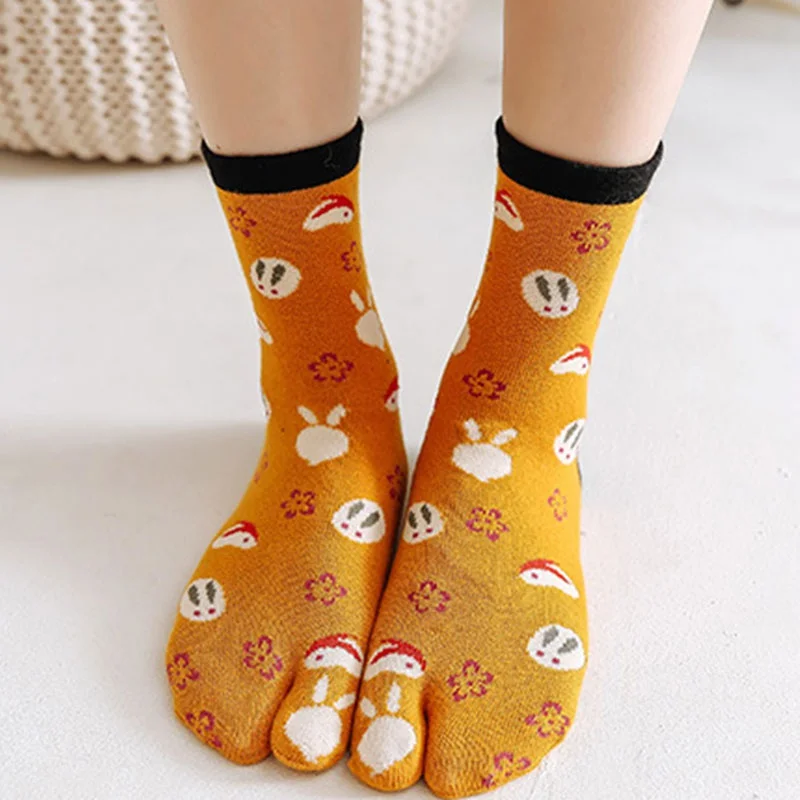 Two Finger Socks Unisex Japanese Kimono Flip Flop Sandal Split Two Toe Sock Tabi Ninja Geta Socks Women Men tabi socks таби