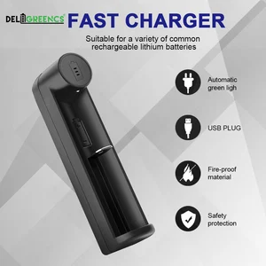 Бесплатная доставка, зарядное устройство Deligreen для литиевых батарей, умное зарядное устройство с бликовым фонариком для аккумуляторов 18650, 1450, 1044 , 16340, USB-разъем