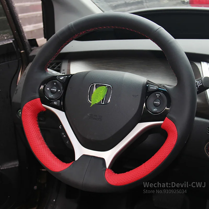DIY Black Alcantara Leather Suede Carbon Fiber Car Steering Wheel Cover For Honda Civic fk2 10th Gen Car Interior Accessories
