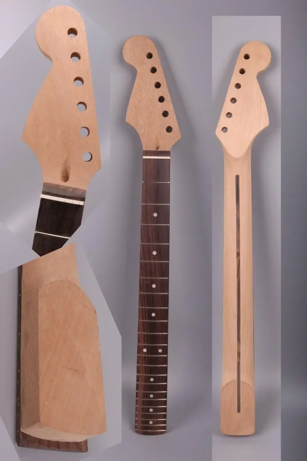 

Обратный Гриф для электрической гитары, 22 лада, 25,5 дюйма, необработанные детали для гитары, инкрустация в горошек, болт на пятке, задняя полоса, подставка из розового дерева