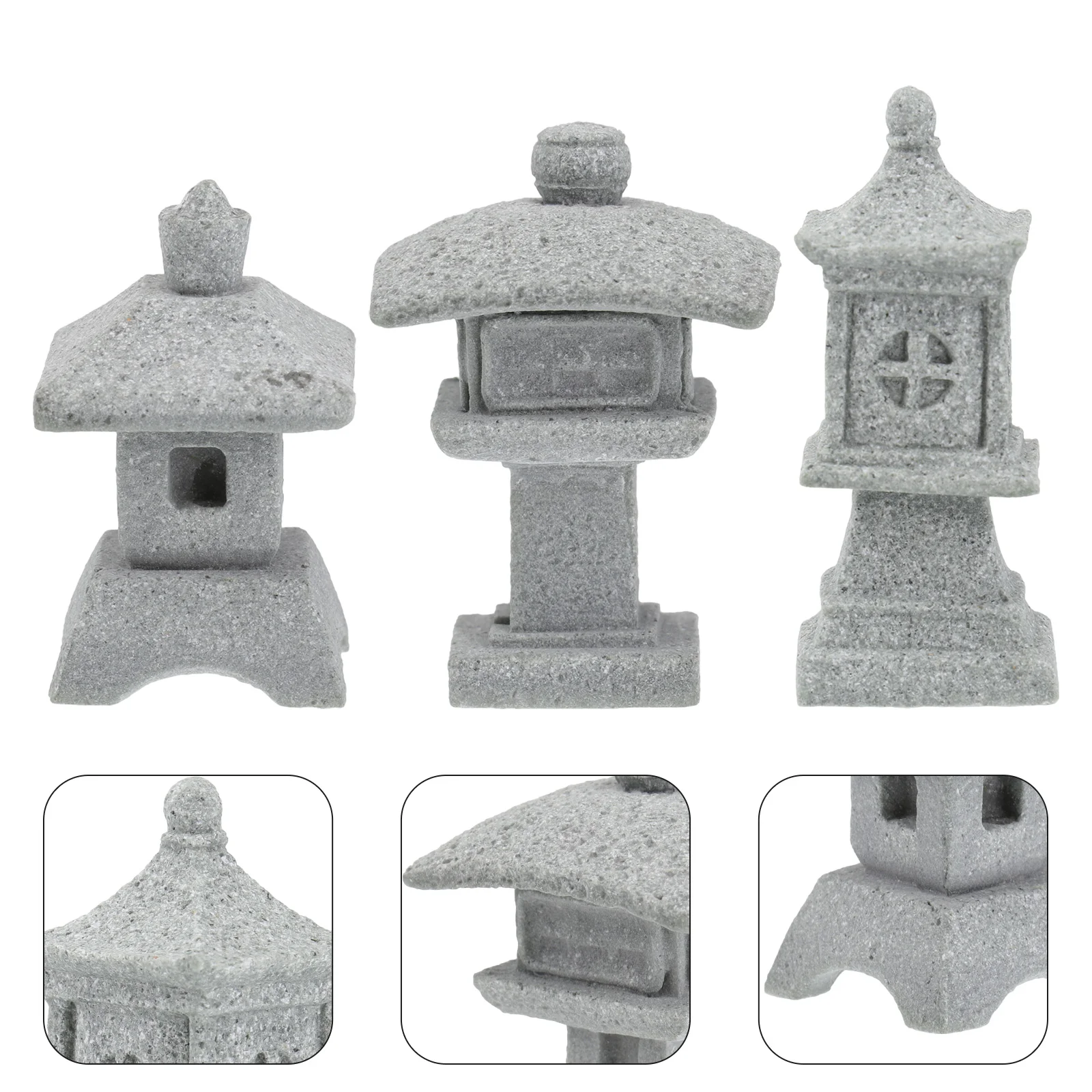 

3pcs Micro Landscape Ornaments Miniature Garden Accessories Pagoda Sculpture Garden Miniature Figurines Chinese Zen Asian Decor