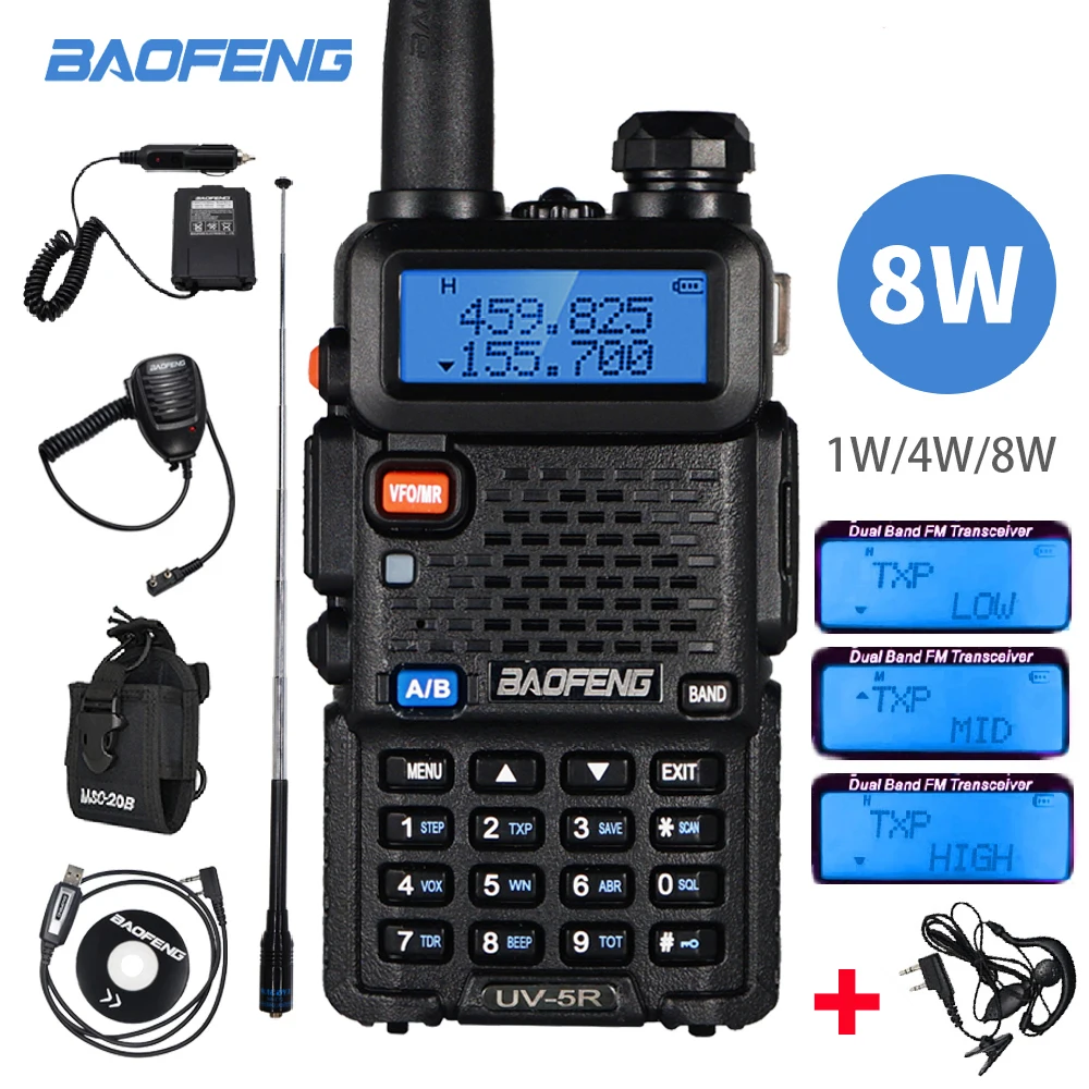 

Baofeng UV-5R Amateur Radio Portable Walkie Talkie Pofung UV 5R 8W VHF/UHF Radio Dual Band Two Way Radio UV5r CB Radios