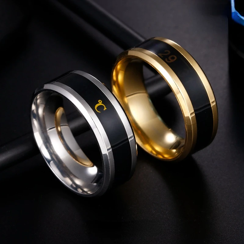 

New Temperature Ring Fashion Smart Stainless Steel Classic Wedding Couple Modern for Women Men Waterproof Rings Jewelry