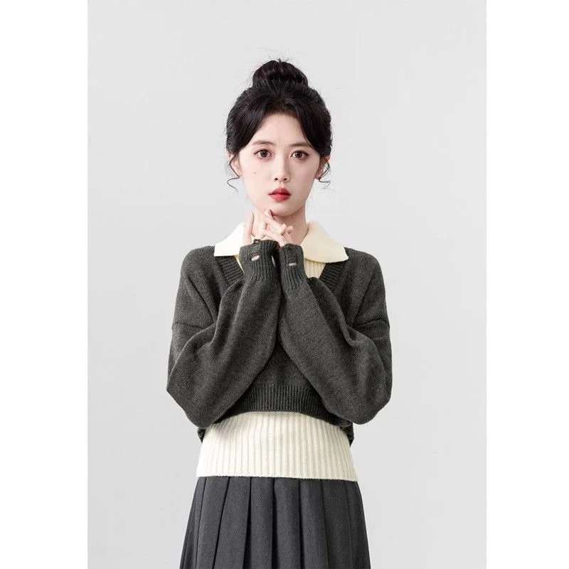 Короткий жилет MiiiiX в корейском повседневном стиле свитер Женский Осенний