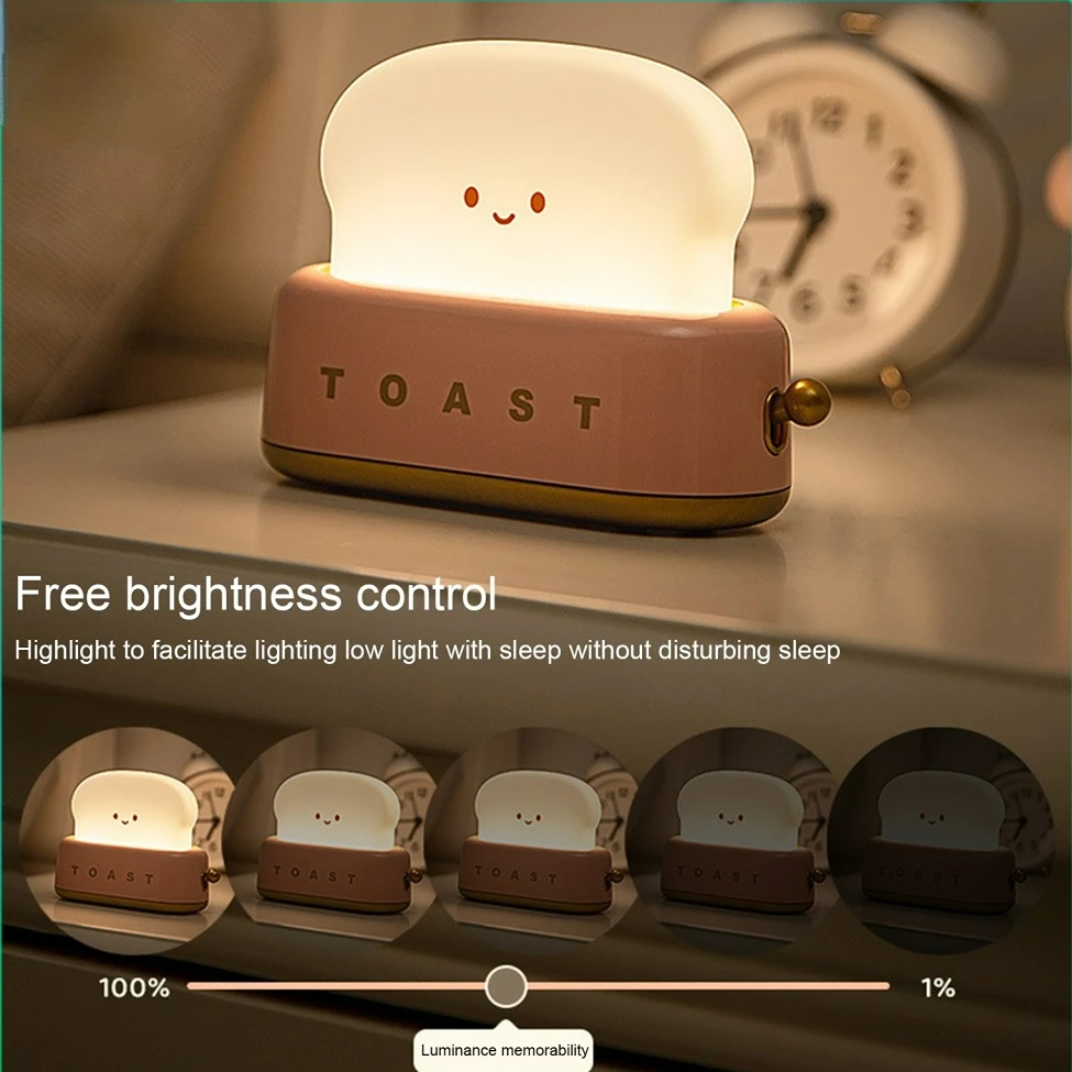 Bread Machine Nightlight Creative USB Charging Dimming Lighting Table Lamp Led Warm Bedroom Bedside Timing With Sleeping Lights